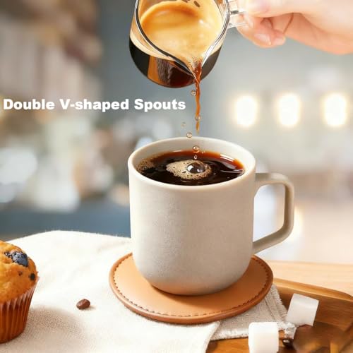 5 OZ Espresso Cups Set of 2, Double Spouts Cups, Shot Glasses, Milk Cup with Handle, Clear Glass, Espresso Accessories for Making Coffee Desserts Salad Dressing Machine (1 ounce more than others ) #1