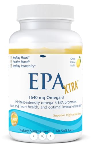 NordicOmega XtraEPA, aceite de pescado, gran sabor a limón, 1640 mg, 60 cápsulas blandas