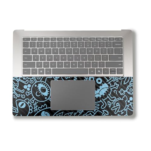 Image of Carbon Fiber Laptop Skin Compatible with Alienware M18 R2 (2024) - Dark Monster Doodles - Premium 3M Vinyl Protective Wrap Decal Cover - Easy to Apply | Crafted in The USA by MightySkins