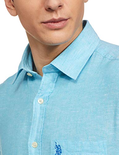 Image of US Polo Association Men's Solid Regular Fit Button Down Shirt (USSH6039H Grey, Blue and Red 3XL)