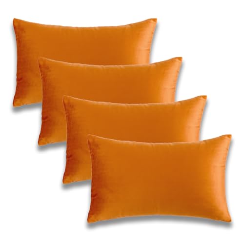 4 taies velours Yonous 12x20" orange