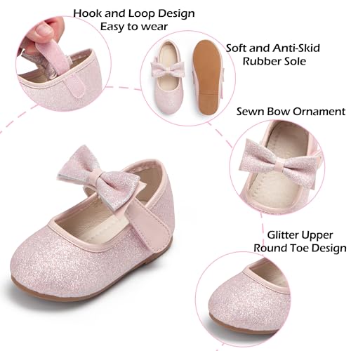Image of PHIRAMIN Toddler Flower Girl Dress Shoes - Little Girl Mary Janes Flats Wedding
