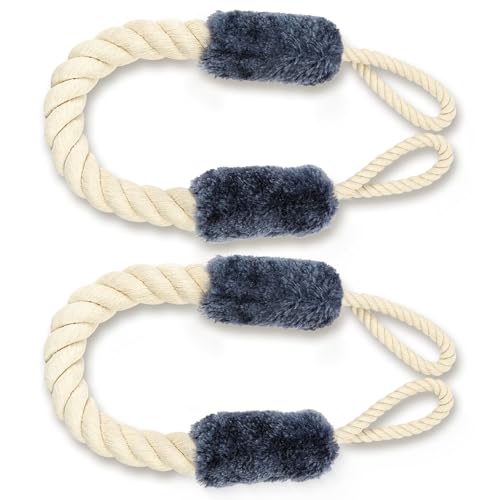 AYESY Türstopper Klinke 2 Stück Türkordel Klemmschutz 60 cm Baumwolle Türstopper Seil für Haustier und Kinder Fingerschutz Türklinken stopper kein Zuknallen der Tür mehr(Blau)