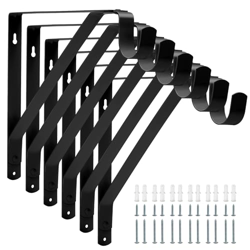 Schrankstangenhalterung, robust, 136 kg (6er-Pack), Wandmontage, Regalstützen für Schrank, Garage, Wäsche, rostfreies Metall mit Schrauben und Dübeln, 90°-Dreieck-Design für zusätzliche Stabilität