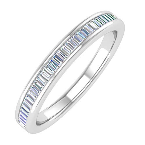 14K White Gold Channel Set Baguette Diamond Wedding Band (1/4