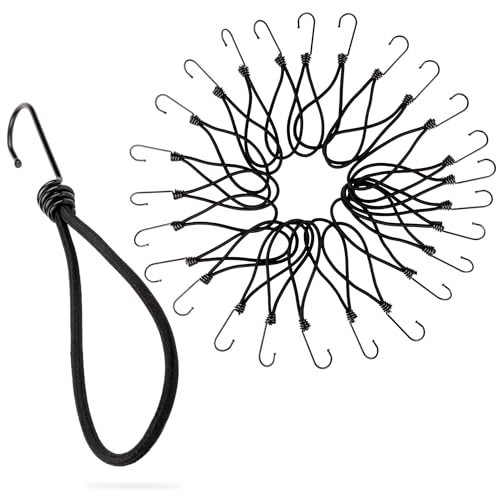PRETEX - PRETEX Cordons Élastiques avec Crochets - Lot de 25 Tendeurs Universels avec Attaches de 13 cm Longueur - Sangle Elastique à Crochet Résistant pour Camping Bagages Bâches