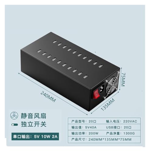 Chargeur 200W 20 prises USB station de recharge multiport pour smartphones