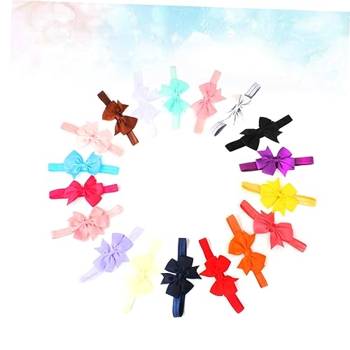 20pcs Hair Bow Headbands Pure Color Shaped Ribbon Soft Stretchy Headbands Assorted Colors for Newborns and Little Gift2