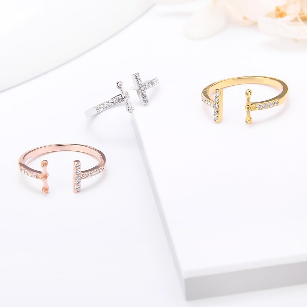 Cubic Zircon Adjustable Rings for Women, Design Ring Mounts Fittings with Pearl Seat for DIY Jewelry Making 925 Sterling Silver/Gold Plated/Rose Gold Plated