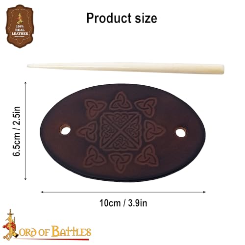 Image of Lord of Battles Genuine Leather Hair Pin Hair Barrette with Genuine Bone Stick Hair Style Clip Hair Stick Ponytail HairPin Hair Accessories for Women and Girls (Brown)