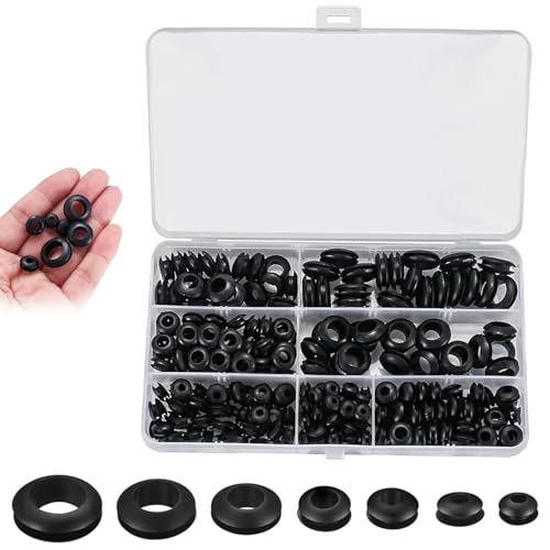 260 Pcs Rubber Grommets Assortment Kit - Durable Rubber Grommet Set for Automotive Plumbing Machinery Maintenance Electrical Wire Gasket Firewall Hole Plug Organized Storage Box