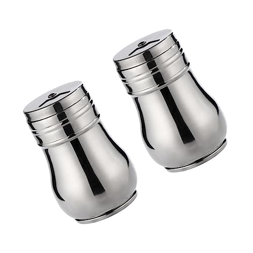 Cabilock Set of 2 Salt Pepper Stainless Steel Seasoning Jars Spice Bottle Rotating Lid for Easy Use