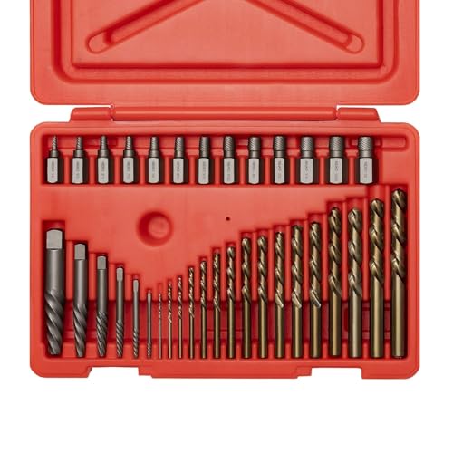 Image of NEIKO 04206A Screw-Extractor Set, Broken Bolt Remover, Multispline and Spiral Extractors for Stripped Screws, Studs, Fittings, and Lugs, Left-Hand Drill Bits, 5 /64 inch to 1 /2 inch, 35-Piece Set