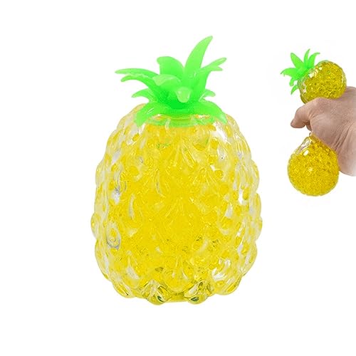 Squeezy Bead Pineapple - Fun Soft Fidget Toy, Stress Relief, Novelty Party Bag Filler, Gel Balls, Sensory Stimulation, Fruit Squishies, for Kids and Adults with Autism ASD ADHD SEN Hand Therapy