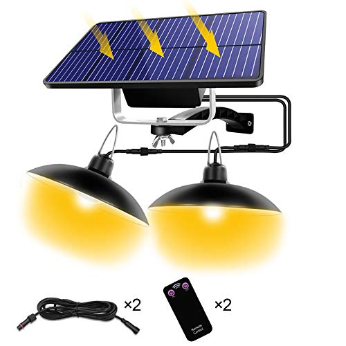 Preisvergleich Produktbild Solar-Hängeleuchte mit Fernbedienung, IP65, wasserdicht, solarbetrieben, Schuppen-Lichter für Außen- und Innenbereich, mit 3 m langem Kabel, Acrylnitril-Butadien-Styrol, Schwarz , 32-Warm light