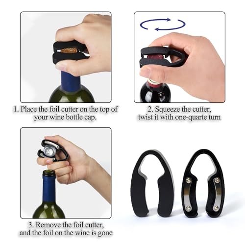Miniatura 3 de Syeycw 4 Piezas Cortador Papel De Aluminio Las Botellas Vino, Negro Cortador Cápsulas Para Botellas Vino, Para Quitar El Papel Dde Aluminio Las Botellas Vino, Para Fiestas, Campamentos, Bodas