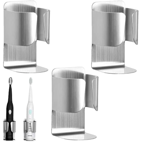 3 Stück Elektro Zahnbürstenhalter,Zahnbürstenhalter,Edelstahl Selbstklebende Wand Befestigter Bad Zahnbürstenhalter Wandmontage Durable Halter Paste Für Bad Küche Cover