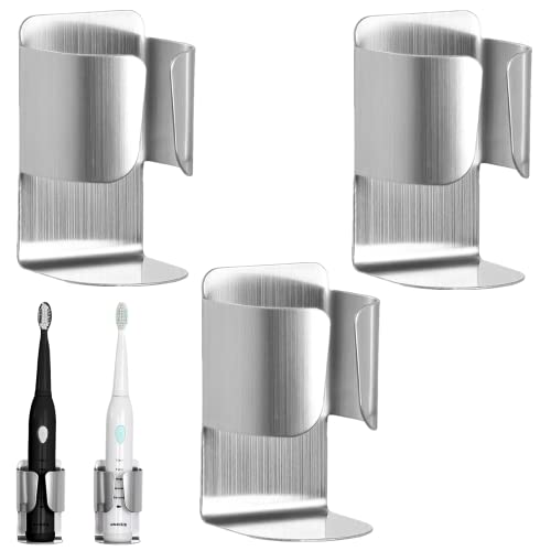 3 Stück Elektro Zahnbürstenhalter,Zahnbürstenhalter,Edelstahl Selbstklebende Wand Befestigter Bad Zahnbürstenhalter Wandmontage Durable Halter Paste Für Bad Küche Cover