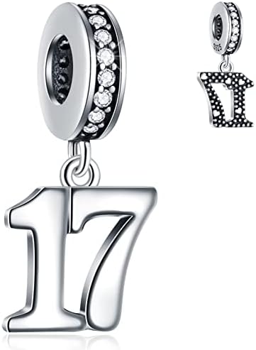 GLOWDAS 10 to 21 25 28 30 31 35 36 40 45 50 55 60 65 70 Birthday Charms, fits European Anniversary Bracelet/Necklace, 925 Sterling Silver Number Pendant Beads, Gifts for Lover/Family/Friends