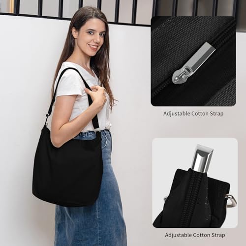 Image of Women's blank large Size Canvas Crossbody Tote Handbags Shoulder Bag Hobo Casual Tote Diy /gifts
