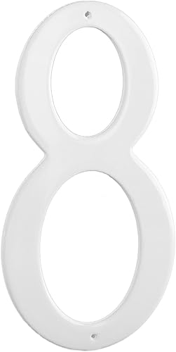 Montague Metal Products CSHN-6-8-W - Placa de aluminio para exteriores con número 8, pequeña, color blanco