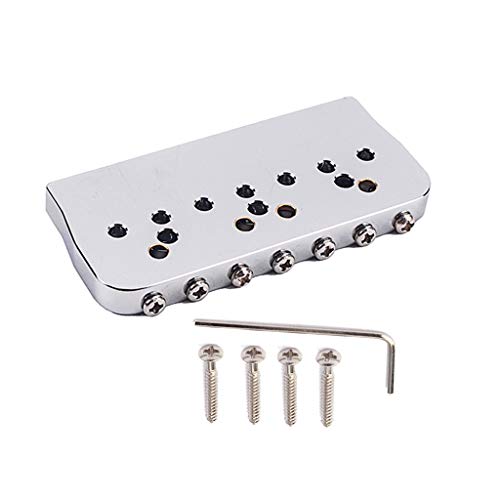 Swhmc 7 String Electric Guitar Brass Bridge Saddle Strain Plate Bridge, Chrome for Music Instrument Replacement Guitar Ukulele - Thumbnail 5