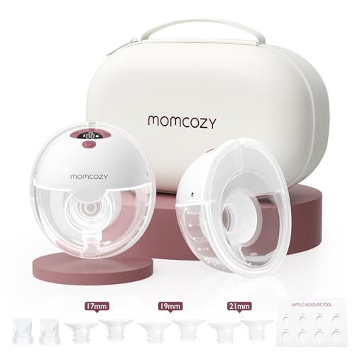 Image of Momcozy M5 Hands-Free Wearable Breast Pump, Double-Sealed Flange for Baby-Like Comfort, 3 Modes & 9 Suction Levels, Portable Electric Pump – 24mm, 2-Pack Cozy Red