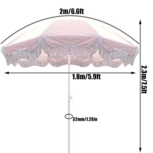 Parasol pliable UV50+ inclinable pour terrasse et plage rose à rayures - 2