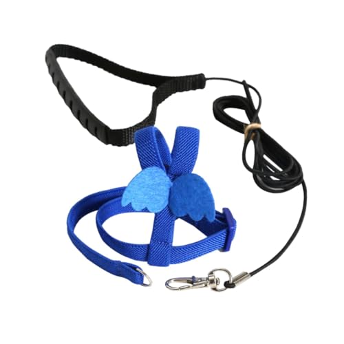 Chosertory Bird Harness and Leash, Pet Bird Traction Rope, Parrot Harness Strap, Training Rope for Cockatiel, M, Blue
