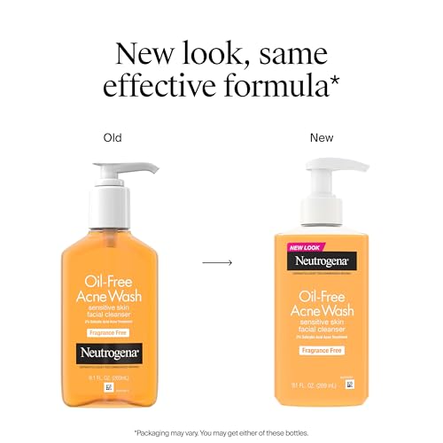 Neutrogena Oil-Free Acne Face Wash, Fragrance Free, Sensitive Skin Facial Cleanser with 2% Salicylic Acid Acne Treatment for Face, 9.1 Fl Oz image 2