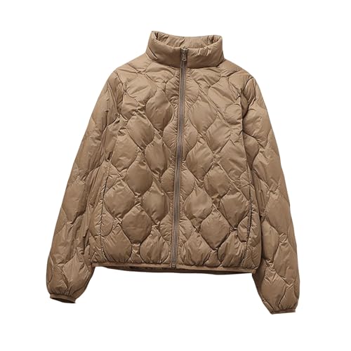 Chaqueta acolchada con cremallera y capucha para mujer, abrigo de invierno acolchado grueso para mujer, abrigo cálido para exteriores, senderismo, suave, 1 Café, 3XL