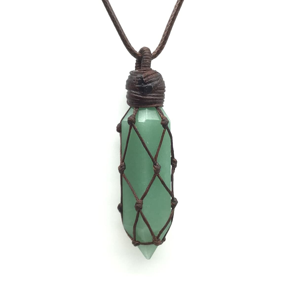 Healing Hexagonal Crystal Points Pendant Necklace for Unisex Adjustable Natural Stone Wand Pendulum Pendant for Dowsing