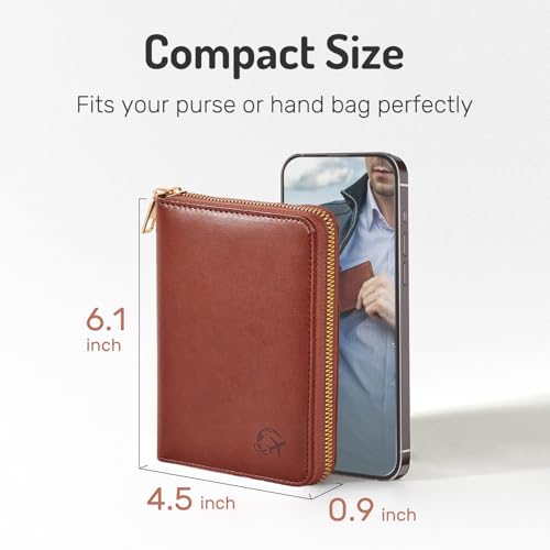 Forvencer Passport Holder Cover with Safe Zipper Closure, Premium Passport Wallet for Travel, Sleek RFID Blocking Card Case, Waterproof Travel Accessories for Men, Brown4