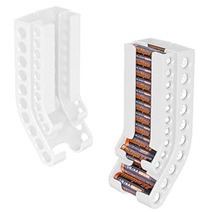 Opbergorganizer voor droge accuwandmontage – 2 stuks batterijdispenserhouder, batterijhouder voor wandmontage, batterij-organizer opbergkoffer voor AA/AAA (batterijen zijn niet inbegrepen)