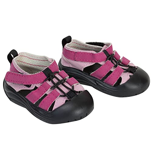 Sophia's Cool Outdoor Athletic Hiking Gender-Neutral Mix & Match Velcro Ankle Strap Sandal Shoes for 18” Dolls, Pink/Black