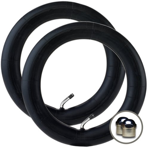 2 x PHIL & TEDS DOT - Stroller/Pushchair Inner Tubes - For 12" / 12 1/2" Tires (With Easy Access 45º Bent/Angled Valve) + Upgraded Metal Valve Caps