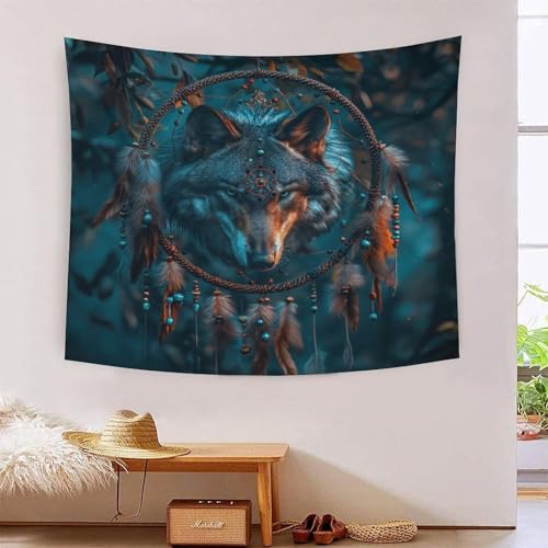 Tapisserie loup 3D effet mural pour salon déco tissu grand format BBQYNVKJR 180x230cm