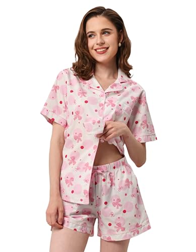 Image of NAP BOUND 100% Cotton Pajamas for Women 2 Piece PJs Set Long Sleeve Button Down Breathable Woven Sleepwear Loungewear XS-XXL