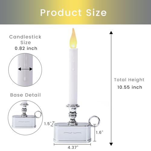 Image of Window Candles Battery Operated with Timer 8 Hours on and 16 Hours Off Led Warm White with Flicker Flame