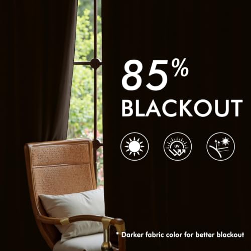 Image of MIULEE Chocolate Brown Velvet Curtains 96 inches Long, Pinch Pleated Blackout Drapes with Hooks, Thermal Insulated Pinch Pleat Panels for Bedroom Living Room, 2 Panels