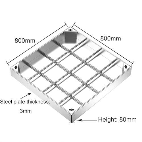 Couvercle de fosse septique en acier inoxydable 800x800 mm