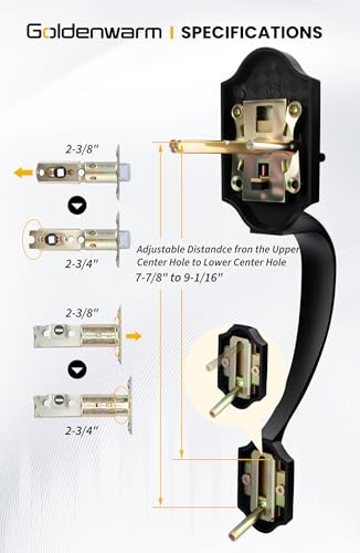Image of Goldenwarm Front Door Lock Set, Door Handle Exterior, Front Door Handle Set, Black Front Door Handle and Deadbolt Set, Exterior Door Lock Set