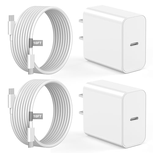 for iPhone 16 15 Charger Fast Charging [MFi Certified] 2Pack 20W USB C Wall Charger Block - 2Pack 10FT Long USB C Cable Cord for iPhone 16 15 Pro Max 15 Plus/iPad mini/Air/Pro/AirPods Pro(White)