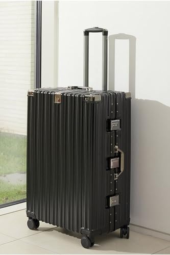 HotWay 20 Inch Aluminum Frame Carry On Luggage with Spinner Wheels, PC Hard Shell Suitcase with Cup Holder, Zipperless Luggage for Business Travel, Black2