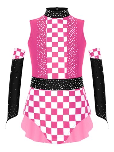 Justaucorps de danse et tenue de patinage artistique avec strass brillants pour fille