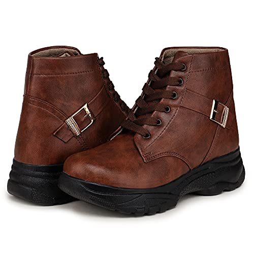 Image of DICY Shoes for Women Girls Boots High Ankle Flat Heel Snakers for Ladies Casual Juta