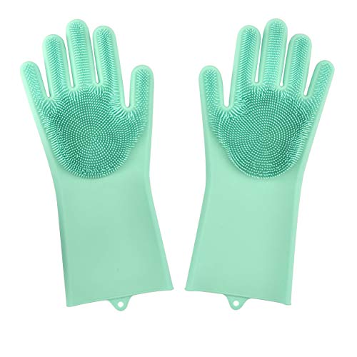Dakik Magic Dishwashing Gloves Silicone Wash Scrubber, Heat Resistant Reusable Brush Dish Scrubbing for Cleaning, Household, Washing The Car, Pet Hair Care