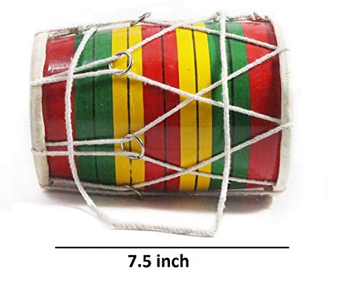 India Meets India Wooden & Leather Classical Indian Folk Tabla Drum Set Hand Percussion Drums World Musical Instruments Punjabi Dhol Dholak Dholki 7.5 X 5 Inches Fun Birthday Housewarming Gift Ideas #TOP5