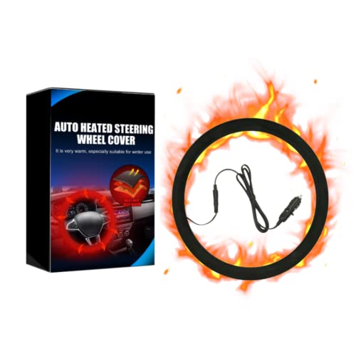 12V Heated Steering Wheel Cover Steering Wheel Warmer 14.5-15.5 Inch Steering Wheel Protector Cover...