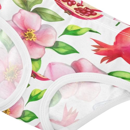 Cotton Toddler Underwear Custom Watercolor Pomegranates Floral Cute Panties Girl Flower Briefs Undies Kids 2t4